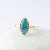 Copper Turquoise Ring, Copper Blue Turquoise 8x16mm Marquise Sterling Silver Ring, Gemstone Ring, Zig Zag Bezel Ring, Gift For Wife